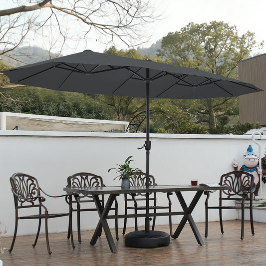Autlaycil 13ft Patio Umbrella with Crank System and Sturdy Ribs, Sun Protection for Garden, Deck, Poolside, Outdoor - Black