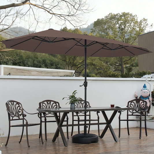Autlaycil 13ft Patio Umbrella with Crank System and Sturdy Ribs, Sun Protection for Garden, Deck, Poolside, Outdoor - Brown