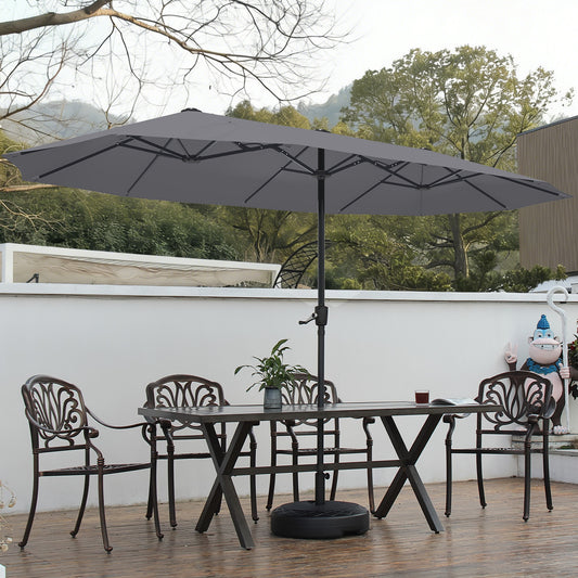 Autlaycil 13ft Patio Umbrella with Crank System and Sturdy Ribs, Sun Protection for Garden, Deck, Poolside, Outdoor - Gray