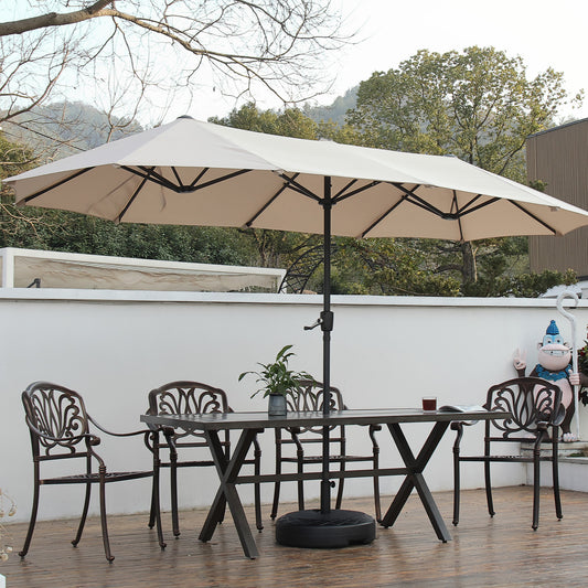 Autlaycil 13ft Patio Umbrella with Crank System and Sturdy Ribs, Sun Protection for Garden, Deck, Poolside, Outdoor - Beige