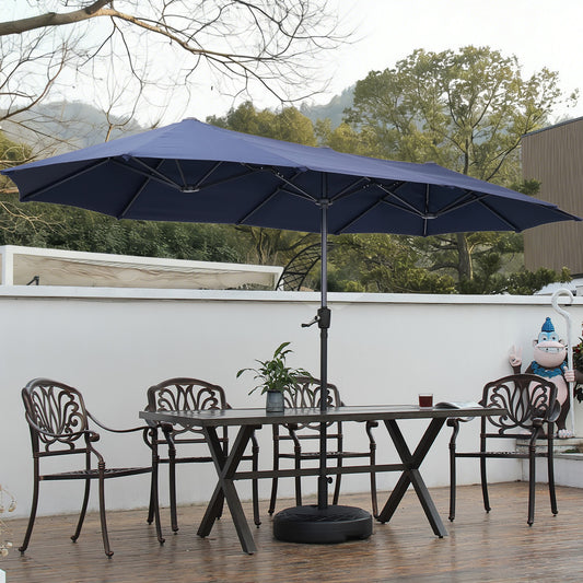 Autlaycil 13ft Patio Umbrella with Crank System and Sturdy Ribs, Sun Protection for Garden, Deck, Poolside, Outdoor - Navy Blue