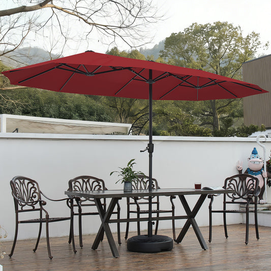 Autlaycil 13ft Patio Umbrella with Crank System and Sturdy Ribs, Sun Protection for Garden, Deck, Poolside, Outdoor - Red