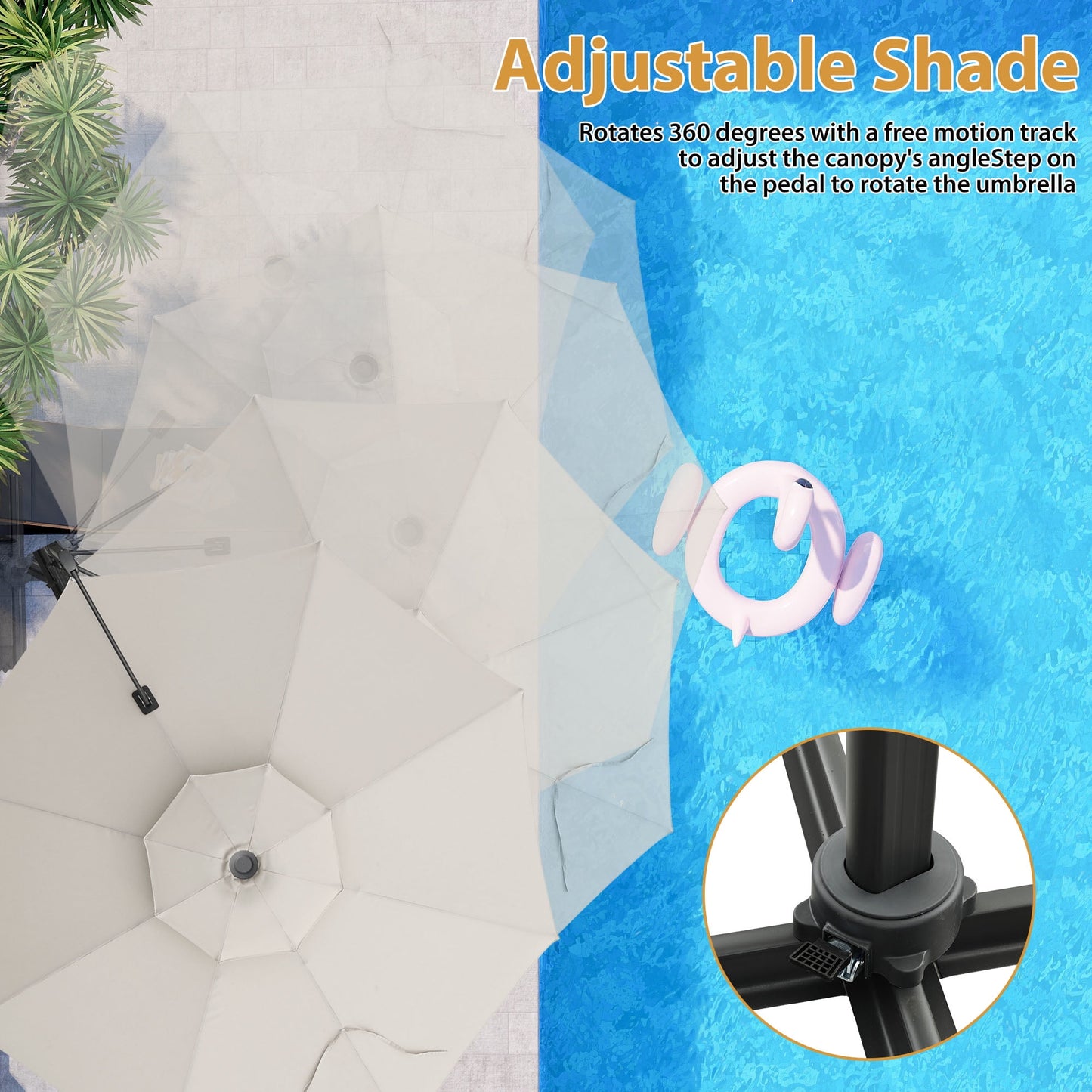 Autlaycil 10 FT Aluminum Offset Outdoor Cantilever Umbrella with 360-degree Rotation, 2-Tier Patio Umbrella, White