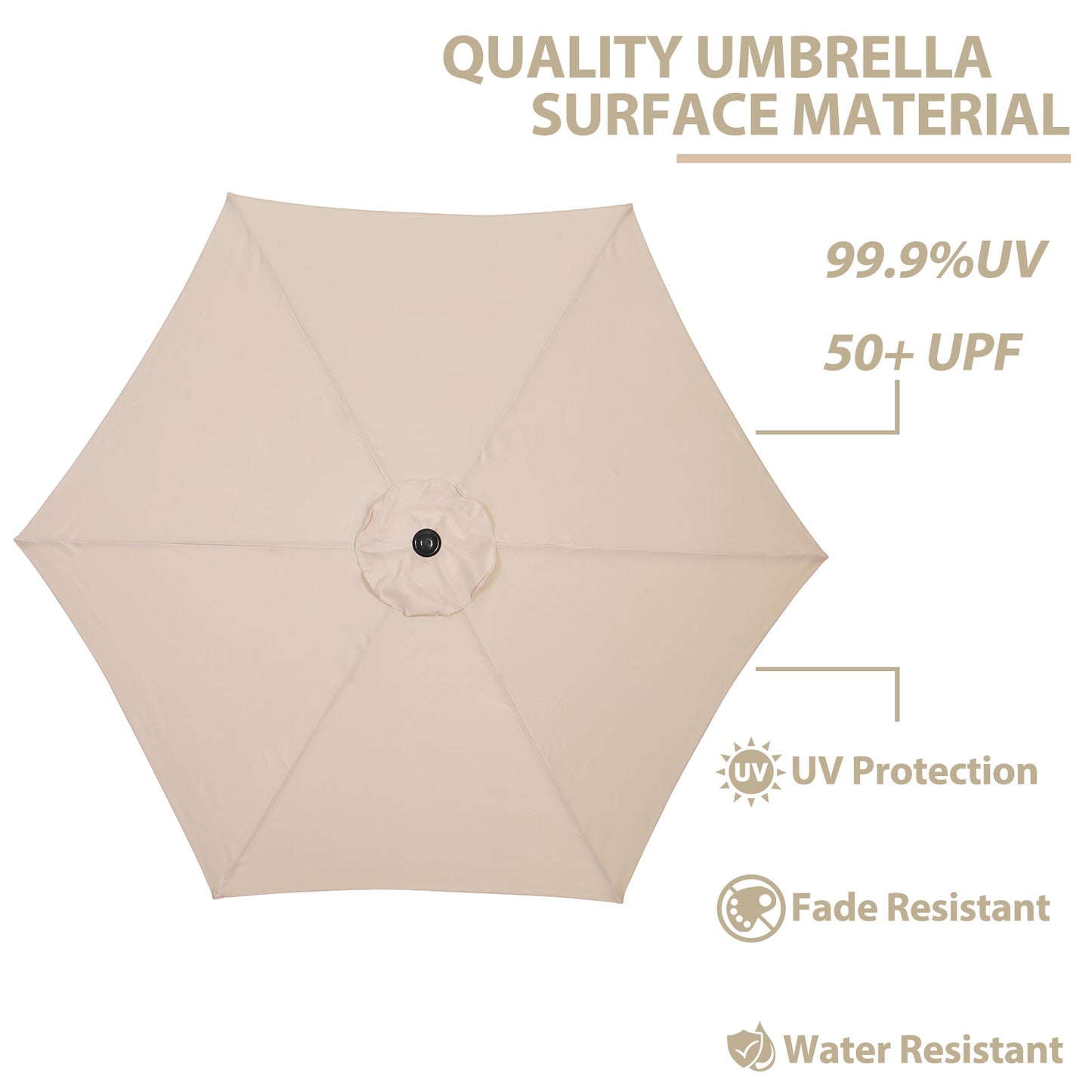 Autlaycil 9ft Beige Outdoor Patio Umbrellas, Sturdy Ribs with Tilt and Crank for Table Garden Market and Poolside