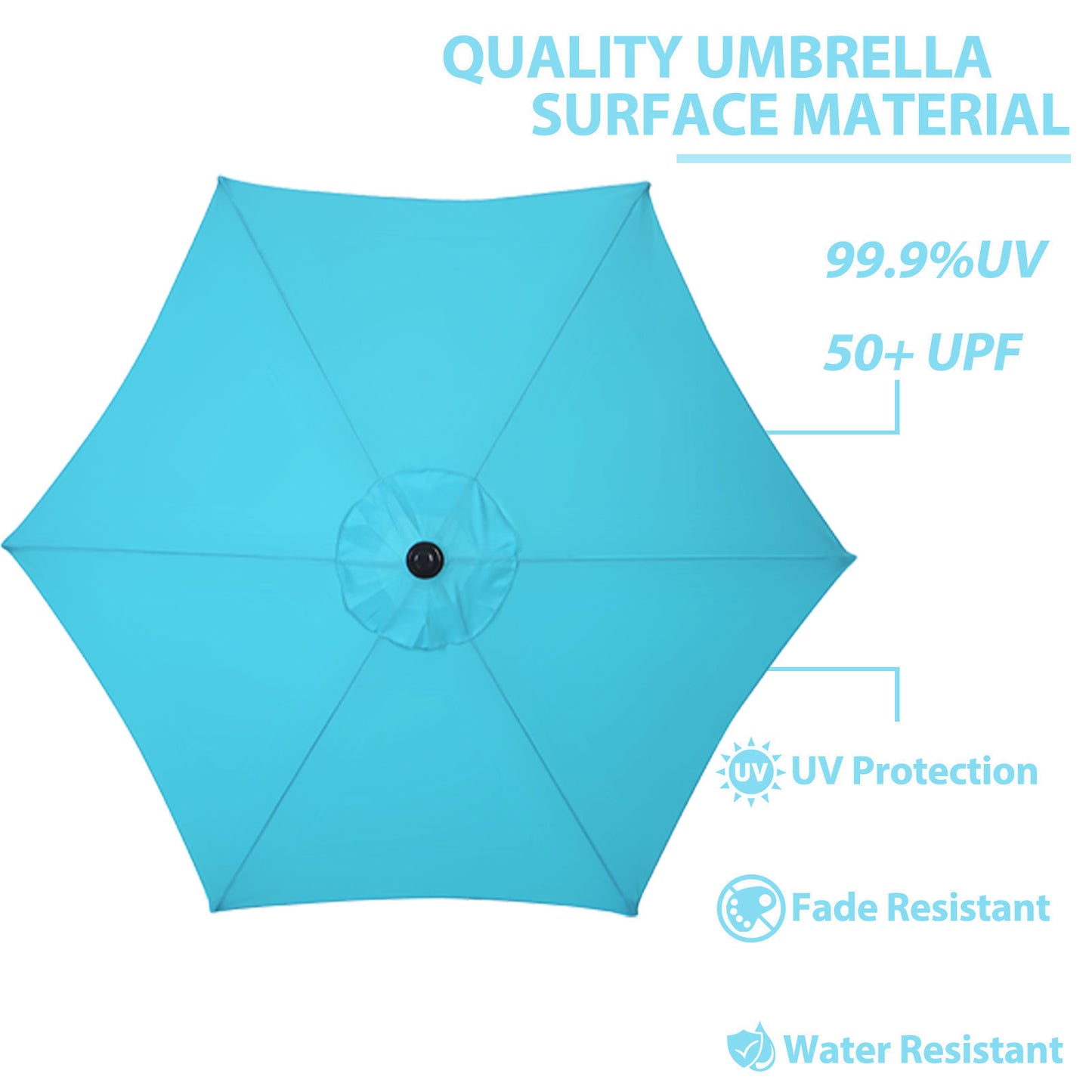 Autlaycil 9ft Blue Outdoor Patio Umbrellas, Sturdy Ribs with Tilt and Crank for Table Garden Market and Poolside