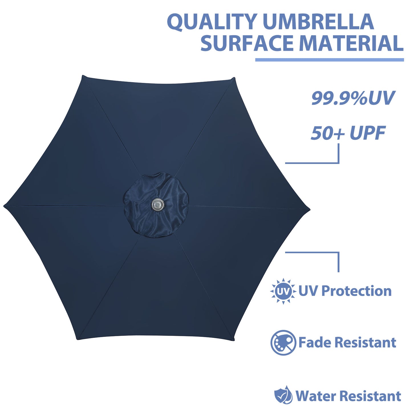 Autlaycil 9ft Navy Blue Outdoor Patio Umbrellas, Sturdy Ribs with Tilt and Crank for Table Garden Market and Poolside