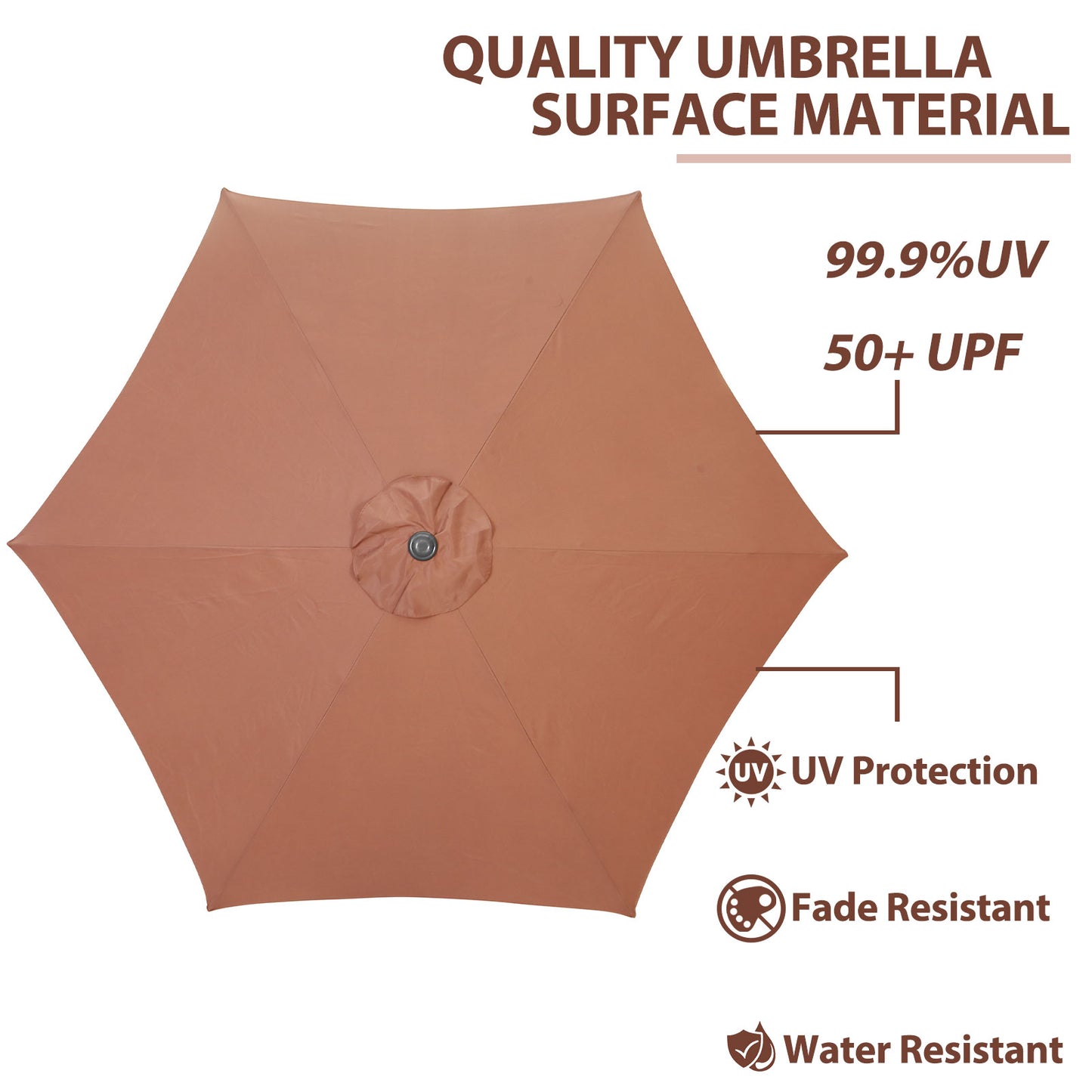 Autlaycil 9ft Coffee Outdoor Patio Umbrellas, Sturdy Ribs with Tilt and Crank for Table Garden Market and Poolside