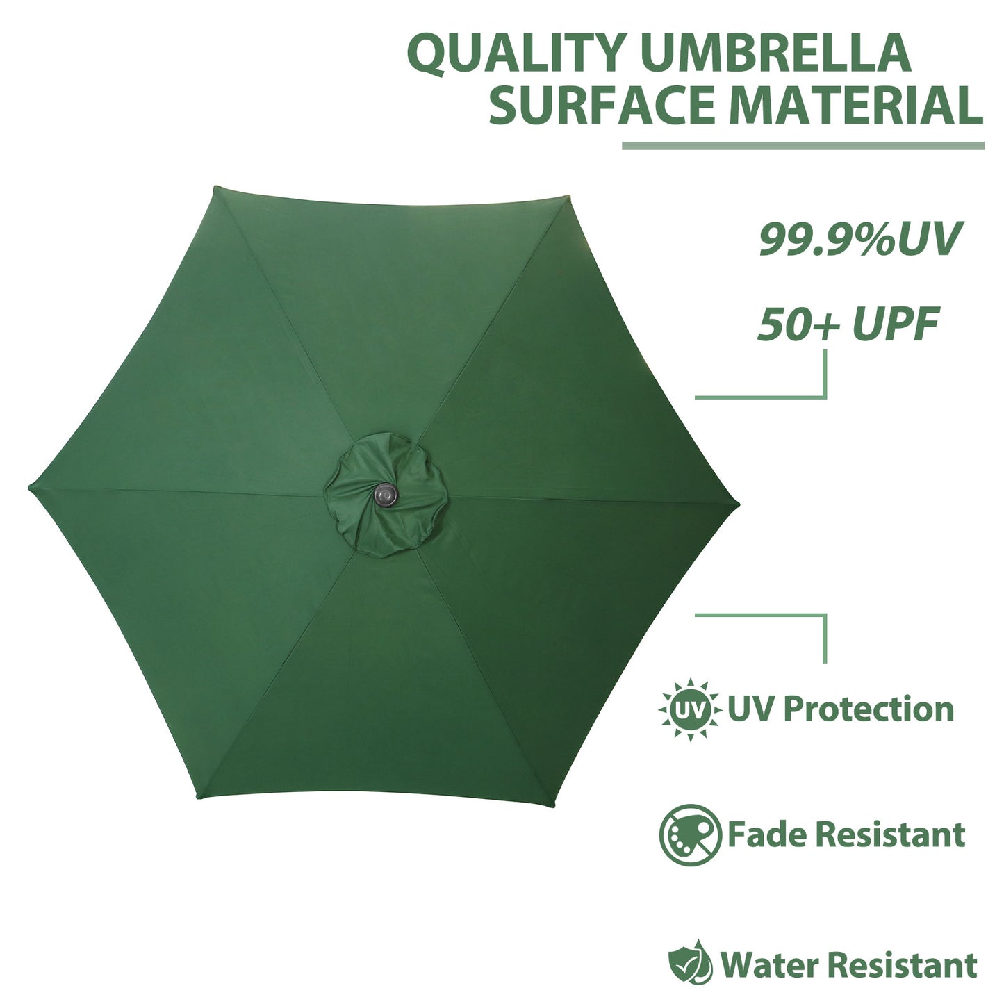 Autlaycil 9ft Green Outdoor Patio Umbrellas, Sturdy Ribs with Tilt and Crank for Table Garden Market and Poolside