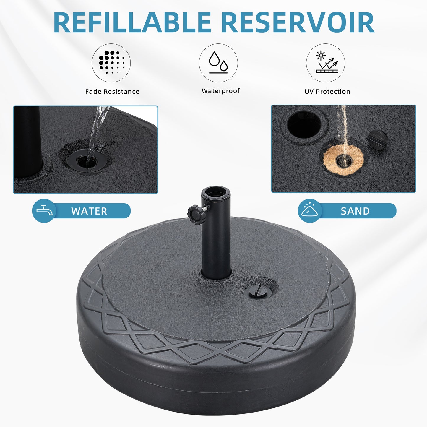 Autlaycil 4 pcs Patio Umbrella Base is Filled with 95 lbs of Sand or 67 lbs of Water, Holder Suit for Diameter 1.5-1.9 in Umbrella Pole