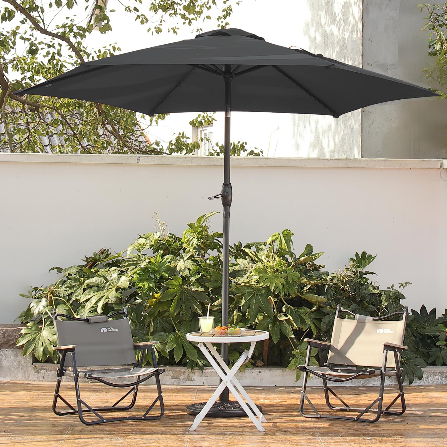 Autlaycil 9ft Black Outdoor Patio Umbrellas, Sturdy Ribs with Tilt and Crank for Table Garden Market and Poolside