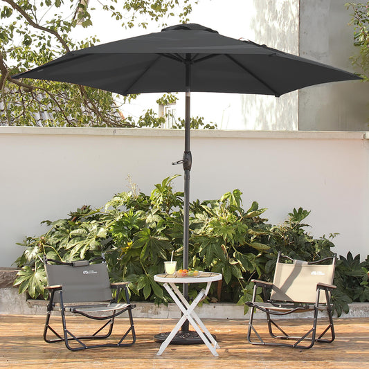Autlaycil 9ft Black Outdoor Patio Umbrellas, Sturdy Ribs with Tilt and Crank for Table Garden Market and Poolside