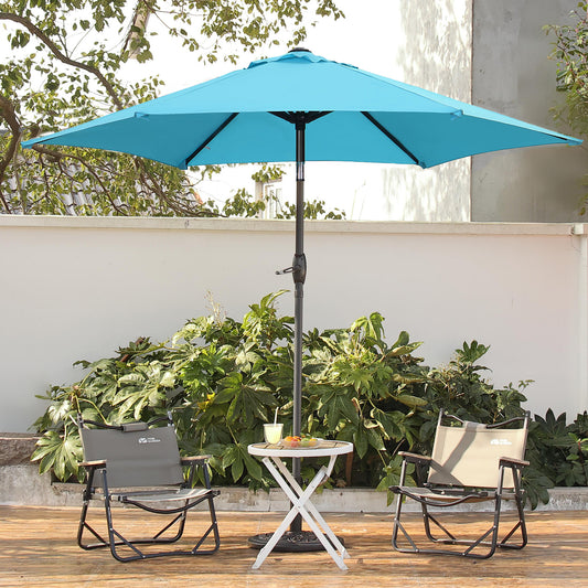Autlaycil 9ft Blue Outdoor Patio Umbrellas, Sturdy Ribs with Tilt and Crank for Table Garden Market and Poolside