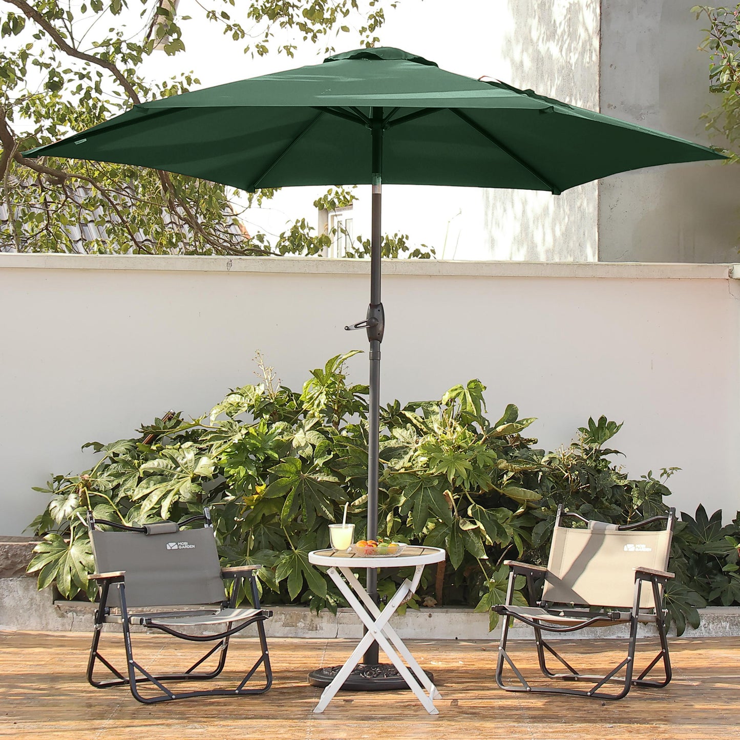 Autlaycil 9ft Green Outdoor Patio Umbrellas, Sturdy Ribs with Tilt and Crank for Table Garden Market and Poolside