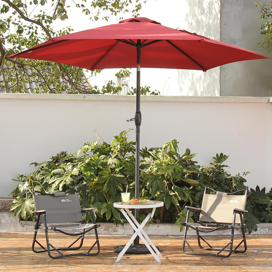 Autlaycil 9ft Red Outdoor Patio Umbrellas, Sturdy Ribs with Tilt and Crank for Table Garden Market and Poolside