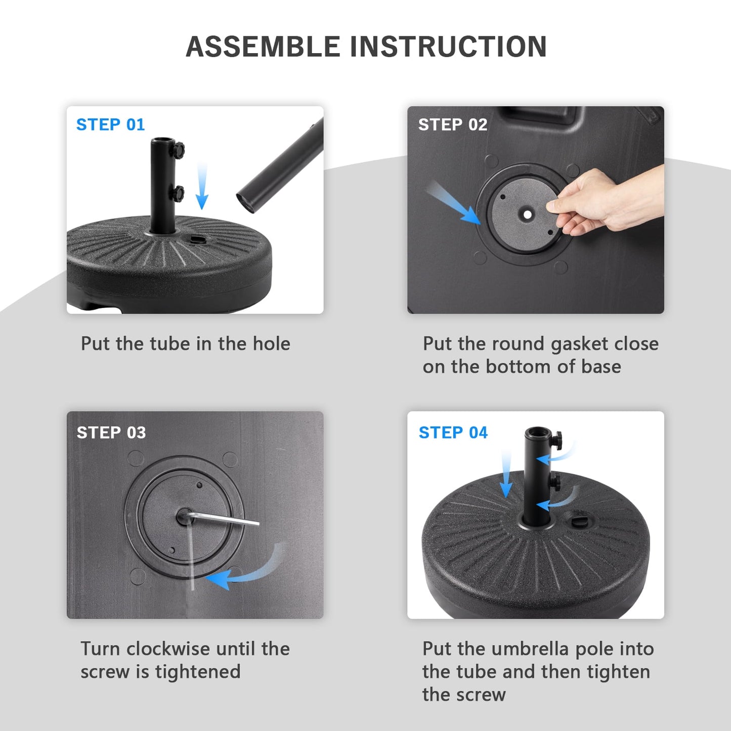 Autlaycil 2 pcs Patio Umbrella Base is Filled with 73 lbs of Sand or 48 lbs of Water, Black
