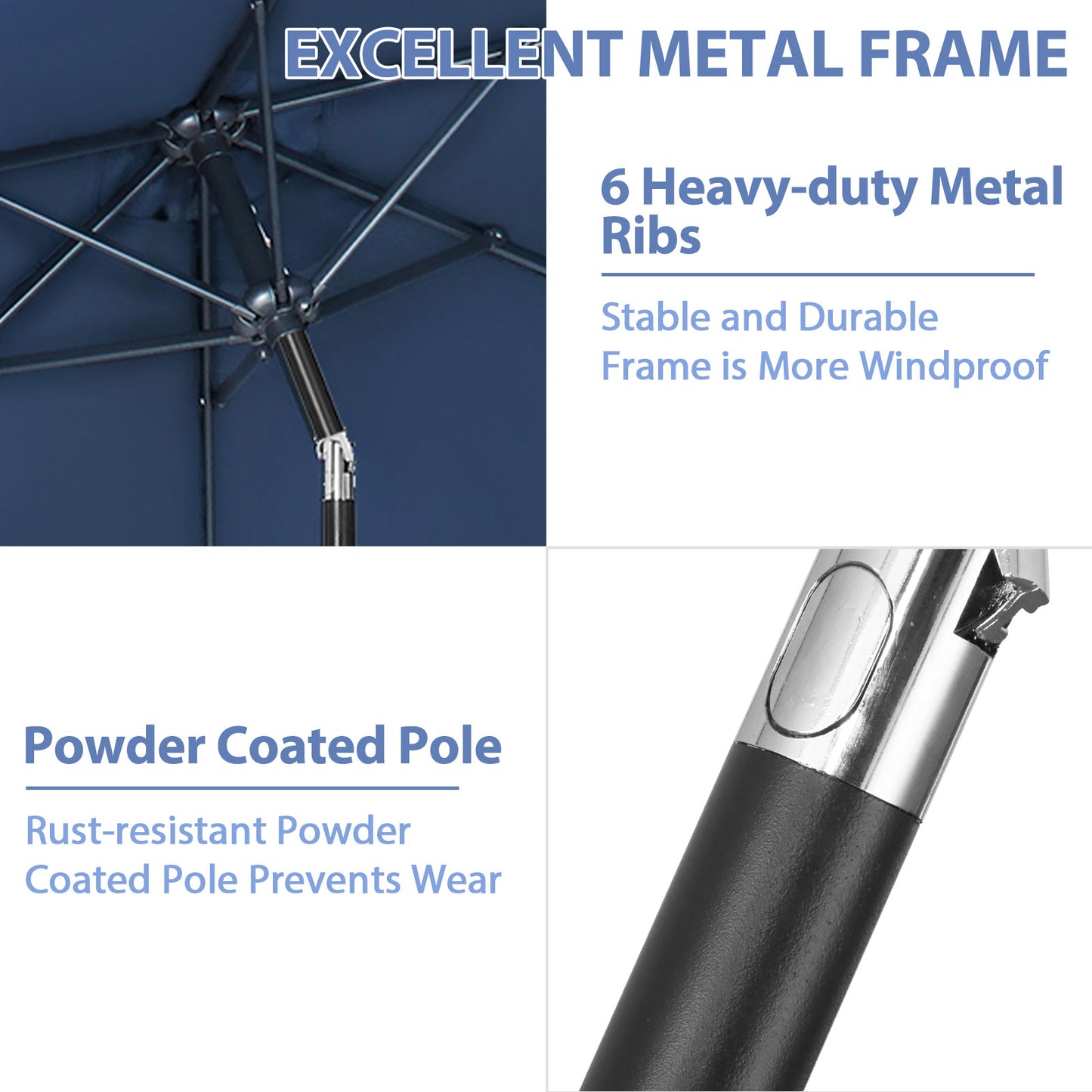Autlaycil 9ft Navy Blue Outdoor Patio Umbrellas, Sturdy Ribs with Tilt and Crank for Table Garden Market and Poolside