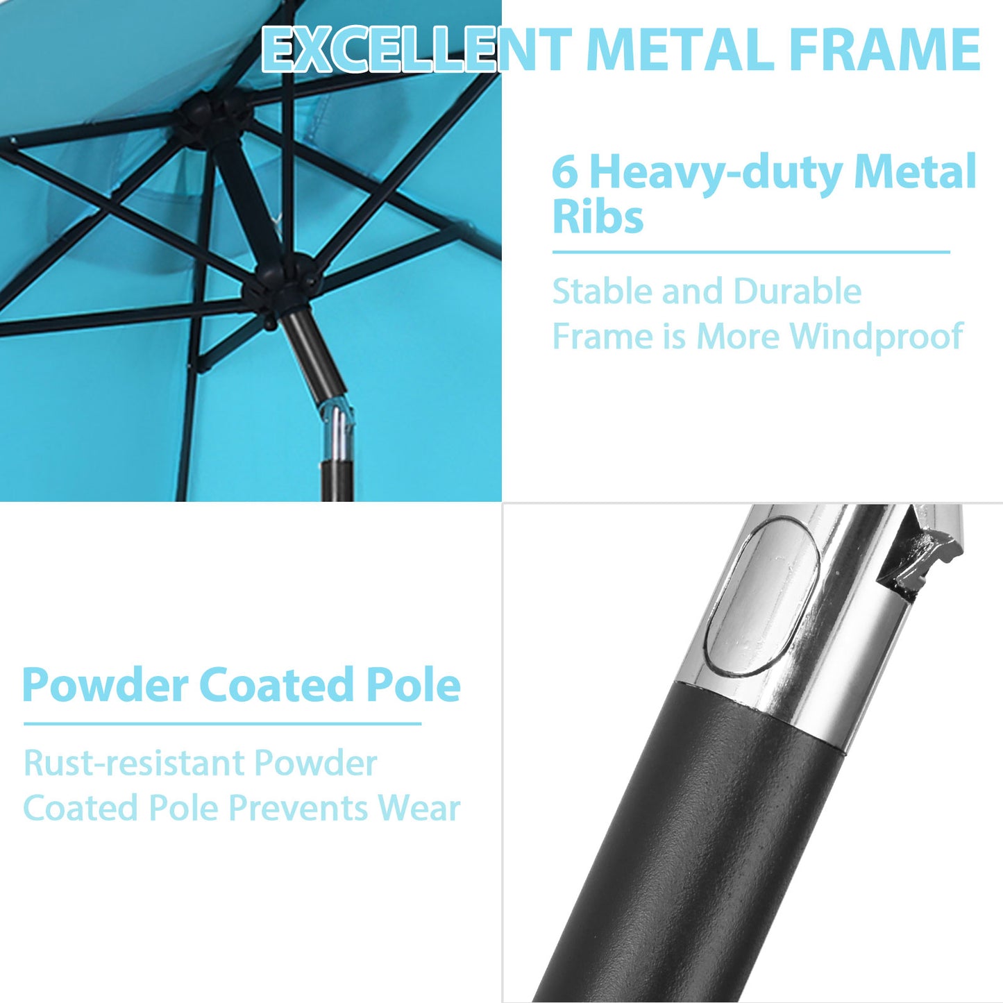 Autlaycil 9ft Blue Outdoor Patio Umbrellas, Sturdy Ribs with Tilt and Crank for Table Garden Market and Poolside