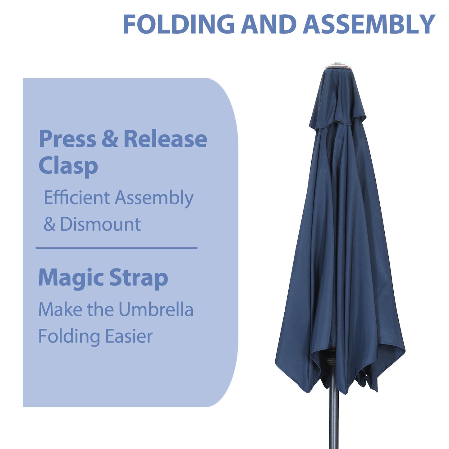 Autlaycil 9ft Navy Blue Outdoor Patio Umbrellas, Sturdy Ribs with Tilt and Crank for Table Garden Market and Poolside
