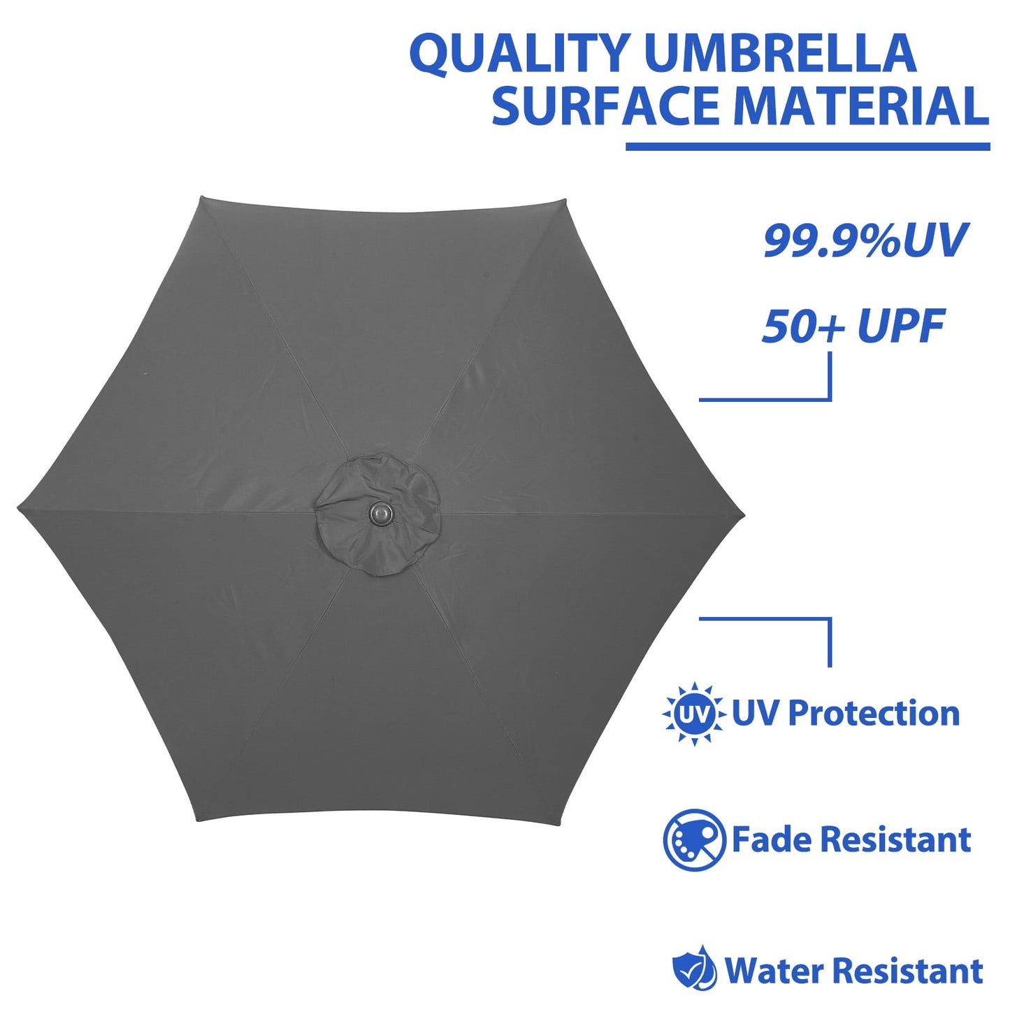 Autlaycil 9ft Outdoor Patio Umbrella and 48 lbs Heavy Duty Water Suitable for Base Stand, Outdoor Market Umbrella with Tilting Crank and Base Included-Grey