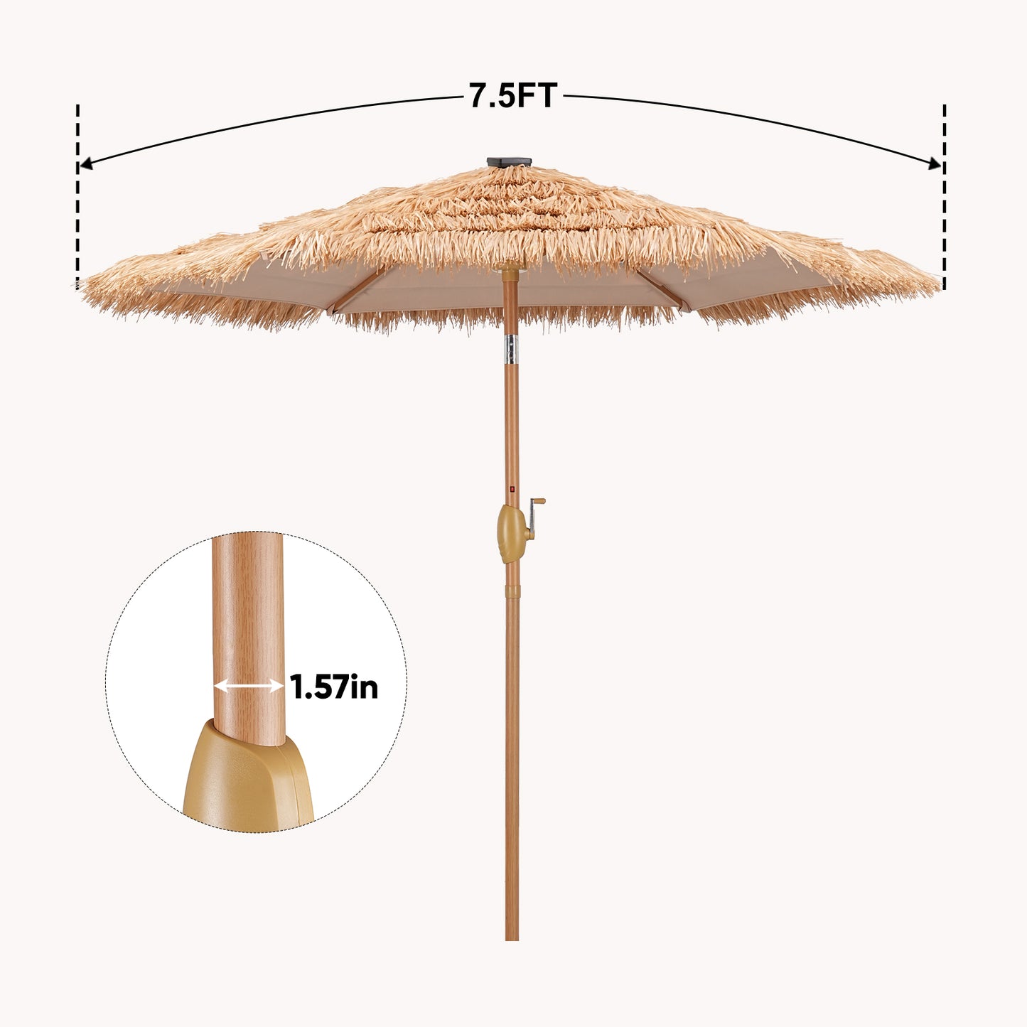 Autlaycil 7.5FT Grass Tiki Patio Umbrella Outdoor Table Umbrella with Push Button Tilt and Crank
