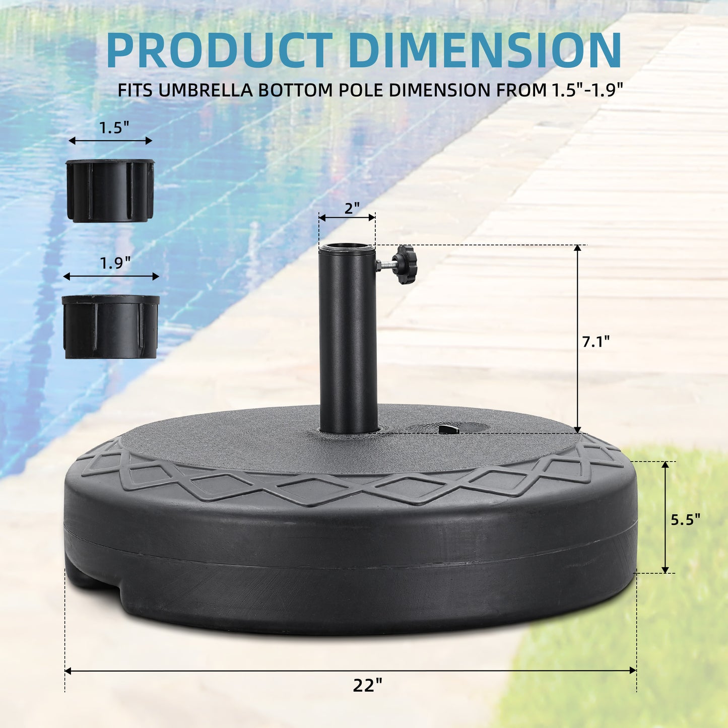 Autlaycil 4 pcs Patio Umbrella Base is Filled with 95 lbs of Sand or 67 lbs of Water, Holder Suit for Diameter 1.5-1.9 in Umbrella Pole