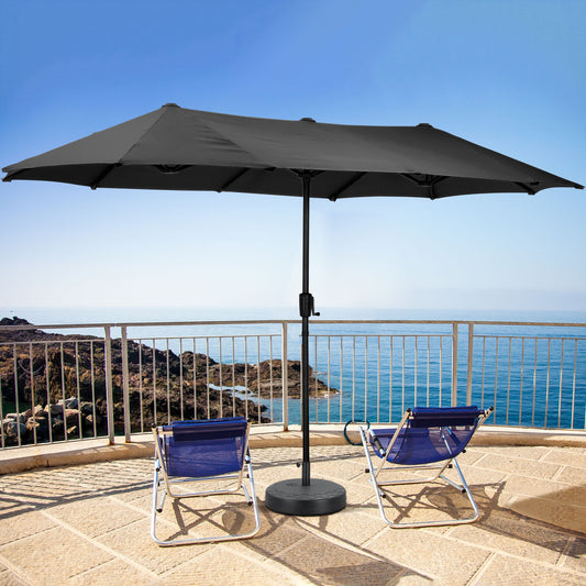 Autlaycil 13 ft Rectangle Patio Umbrella with Crank, Outdoor Market Umbrella with Umbrella Base (Black)