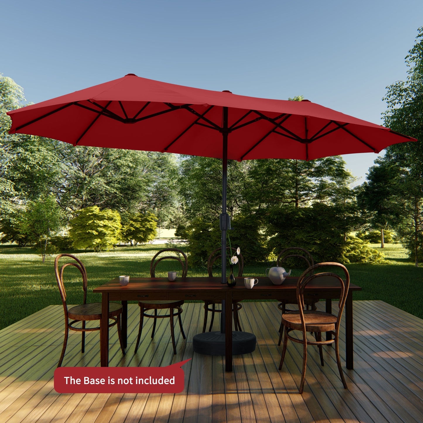 Autlaycil 13 FT Patio Umbrella with Sun Protection & Easy Crank for Deck Pool Patio, Red
