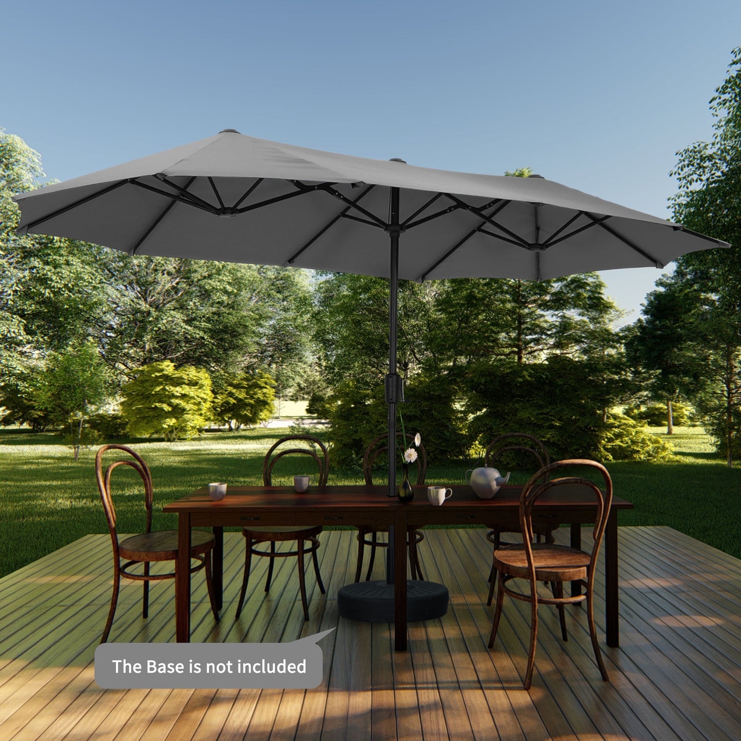 Autlaycil 13 FT Patio Umbrella with Sun Protection & Easy Crank for Deck Pool Patio, Grey