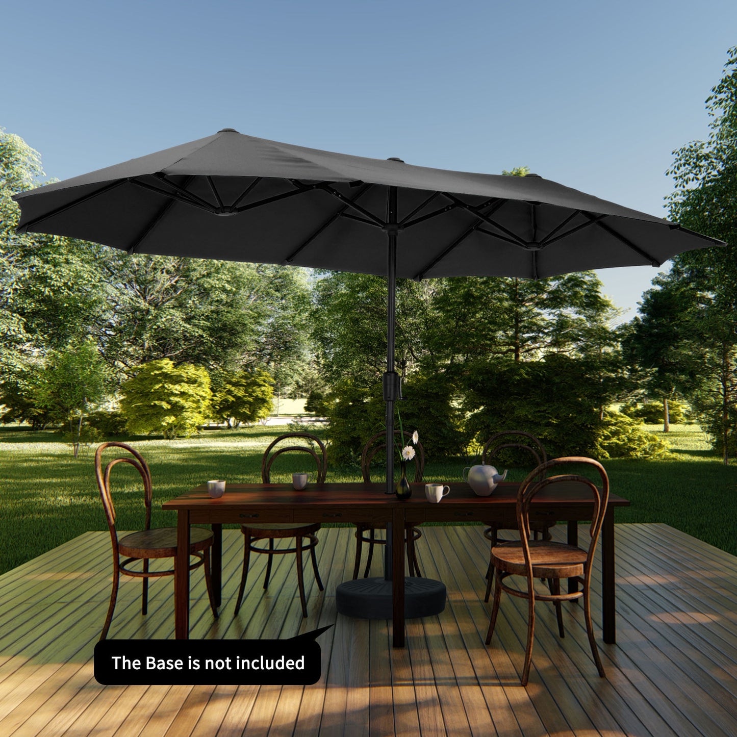 Autlaycil 13 FT Patio Umbrella with Sun Protection & Easy Crank for Deck Pool Patio, Black