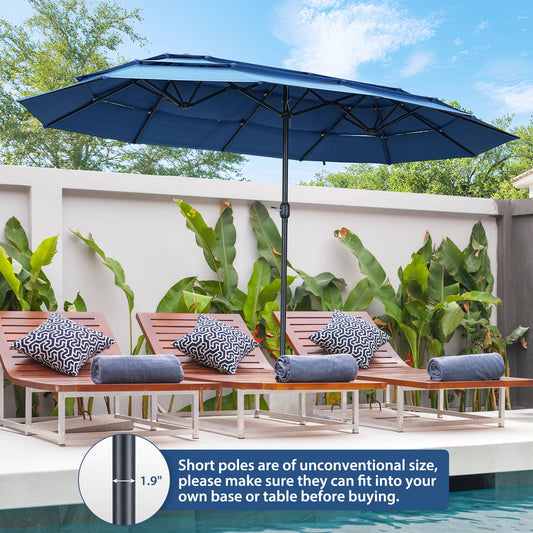 Autlaycil 15ft Patio Umbrella with 3-Tiers Umbrella Top, Airflow Smooth and Stable, Lock Bolt and Crank,Blue