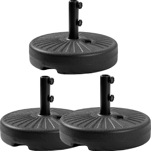 Autlaycil 3 pcs Patio Umbrella Base is Filled with 73 lbs of Sand or 48 lbs of Water, Black