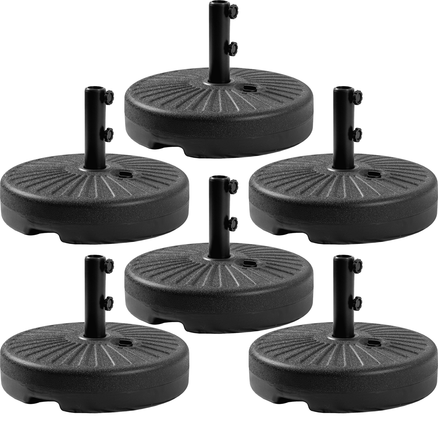 Autlaycil 6 pcs Patio Umbrella Base is Filled with 73 lbs of Sand or 48 lbs of Water, Black
