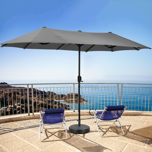 Autlaycil 13 ft Rectangle Patio Umbrella with Crank, Outdoor Market Umbrella with Umbrella Base (Grey)