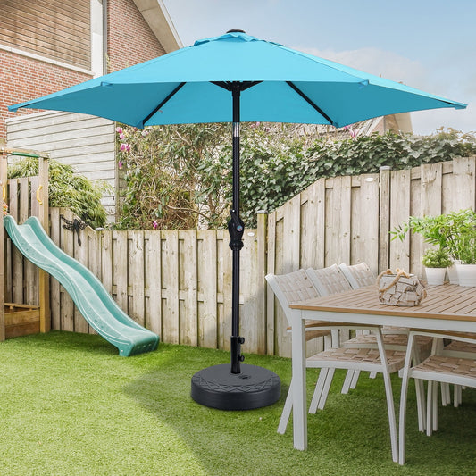 Autlaycil 7.5 ft Patio Umbrella and Umbrella Base with Tilt and Crank, Adjustable Outdoor Market Umbrellas (BLue)