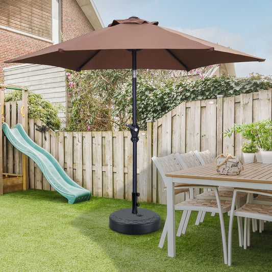 Autlaycil 7.5 ft Patio Umbrella and Umbrella Base with Tilt and Crank, Adjustable Outdoor Market Umbrellas (Coffee)