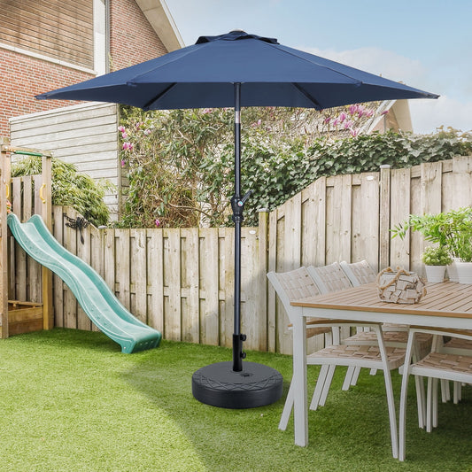 Autlaycil 7.5 ft Patio Umbrella and Umbrella Base with Tilt and Crank, Adjustable Outdoor Market Umbrellas (Navy Blue)