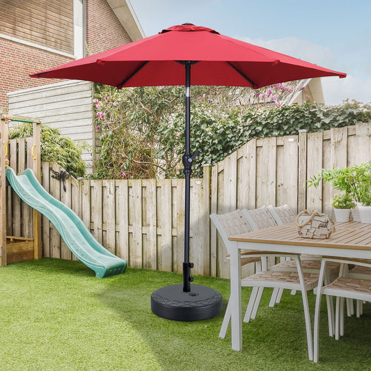 Autlaycil 7.5 ft Patio Umbrella and Umbrella Base with Tilt and Crank, Adjustable Outdoor Market Umbrellas (Red)