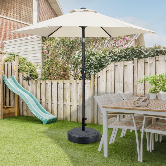 Autlaycil 7.5 ft Patio Umbrella and Umbrella Base with Tilt and Crank, Adjustable Outdoor Market Umbrellas (White)