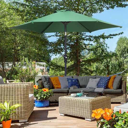 Autlaycil 7.5ft Outdoor Patio Umbrella with Tilt, Crank and Sturdy Ribs for Lawn, Garden, Backyard and Pool, Green