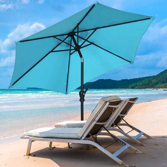 Autlaycil 7.5Ft Outdoor Umbrella with Tilt, Crank and Sturdy Ribs for Lawn, Garden, Backyard and Pool, Blue