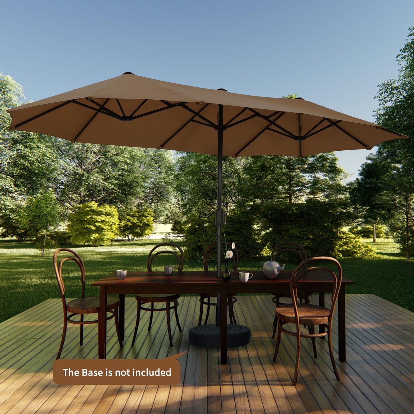 Autlaycil 13 FT Patio Umbrella with Sun Protection & Easy Crank for Deck Pool Patio, Coffee
