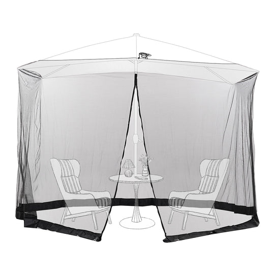 Autlaycil Black Patio Umbrella Mosquito Net, with Zipper Door, Polyester Mesh Screen, Universal for Outdoor Umbrellas, 7.5-11ft