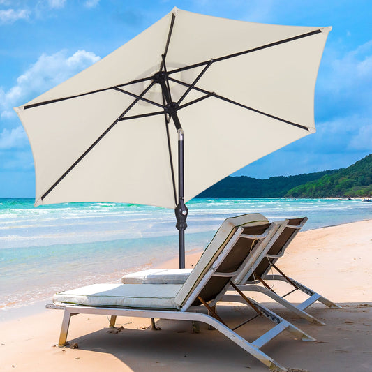 Autlaycil 7.5Ft Outdoor Umbrella with Tilt, Crank and Sturdy Ribs for Lawn, Garden, Backyard and Pool, White