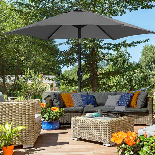 Autlaycil 7.5ft Outdoor Patio Umbrella with Tilt, Crank and Sturdy Ribs for Lawn, Garden, Backyard and Pool, Grey