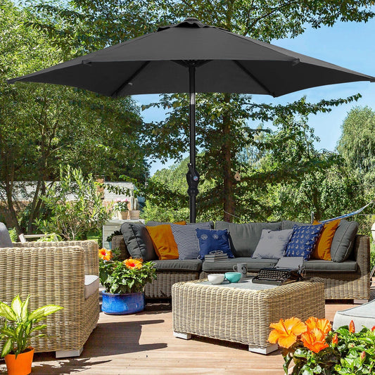 Autlaycil 7.5ft Outdoor Patio Umbrella with Tilt, Crank and Sturdy Ribs for Lawn, Garden, Backyard and Pool, Black