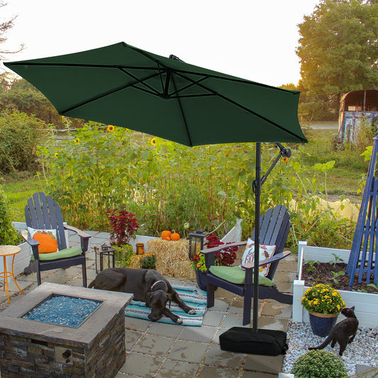 Autlaycil 10FT Cantilever Patio Umbrella, Hanging Offset Umbrella with Umbrella Stand, Green
