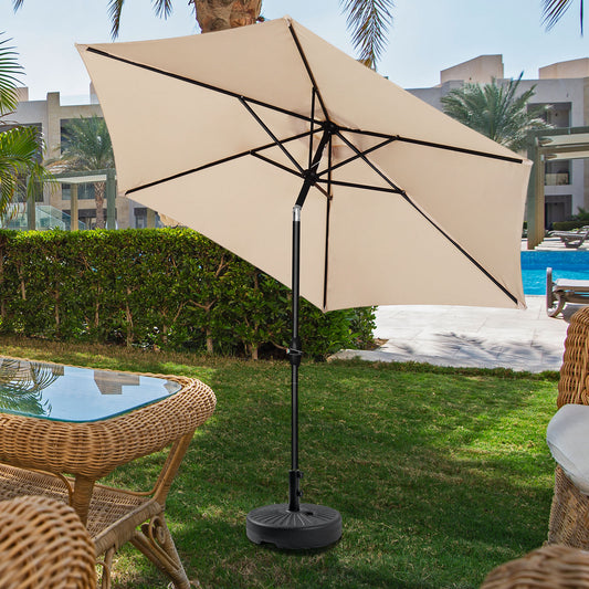 Autlaycil Patio Umbrella 9FT Outdoor Umbrella with Tilt, Crank and Umbrella Base, Adjustable Outdoor Market Umbrella for Garden, Lawn, Backyard and Pool-Khaki