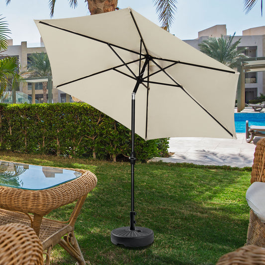 Autlaycil Patio Umbrella 9FT Outdoor Umbrella with Tilt, Crank and Umbrella Base, Adjustable Outdoor Market Umbrella for Garden, Lawn, Backyard and Pool-White