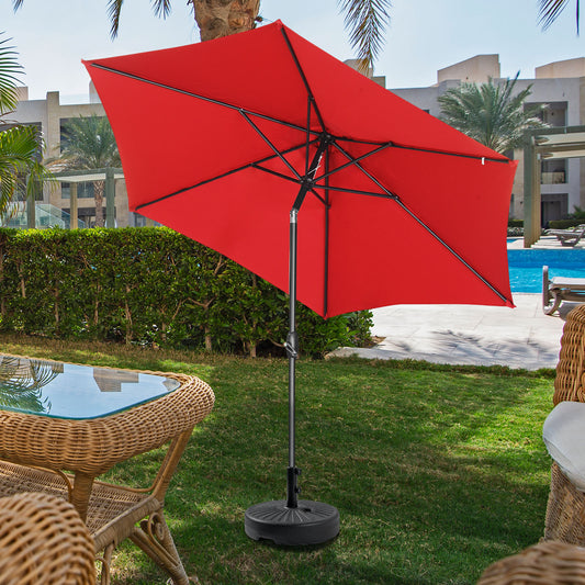 Autlaycil Patio Umbrella 9FT Outdoor Umbrella with Tilt, Crank and Umbrella Base, Adjustable Outdoor Market Umbrella for Garden, Lawn, Backyard and Pool-Red