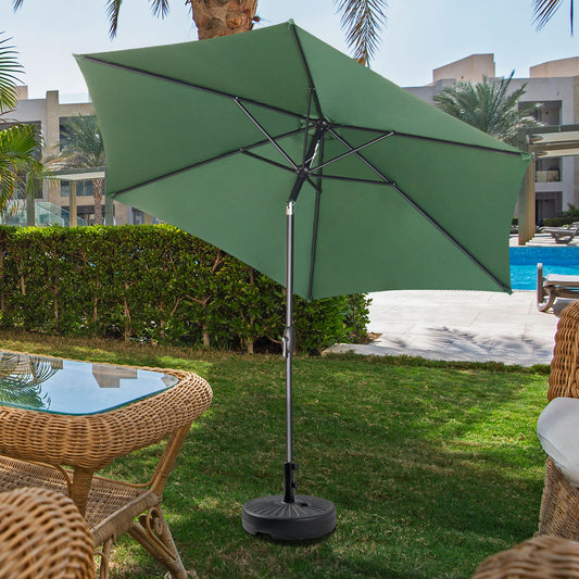 Autlaycil Patio Umbrella 9FT Outdoor Umbrella with Tilt, Crank and Umbrella Base, Adjustable Outdoor Market Umbrella for Garden, Lawn, Backyard and Pool-Green